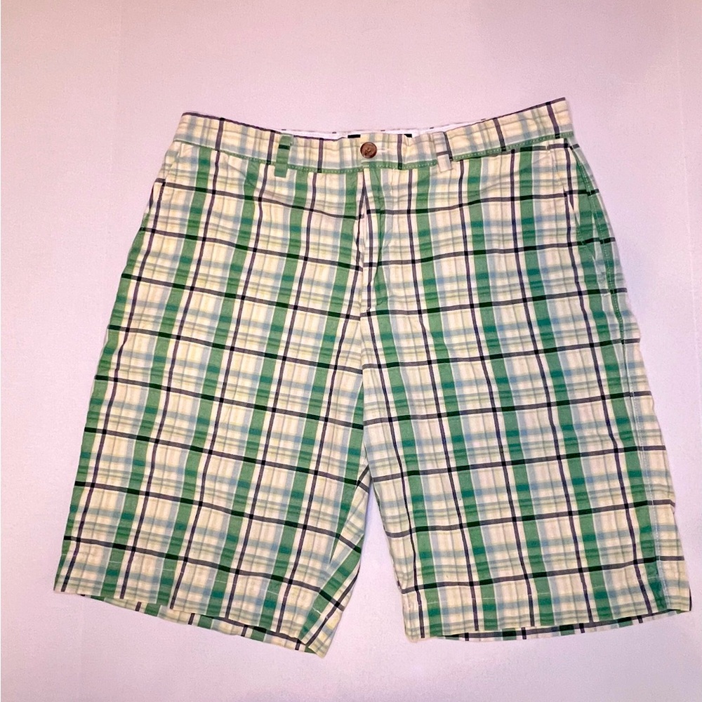 Banana Republic Shorts Men's 32 * 100% Cotton Flat Front Green Blue Black
